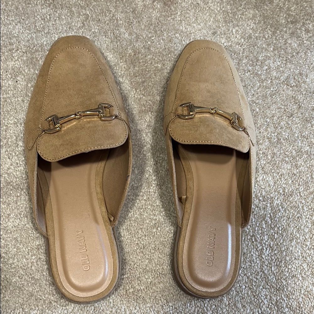 Old Navy Tan Mules with Horsebit Detail